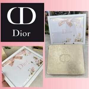 DIOR NEW jewelry keepsake BOX with gold metallic fabric &  Dior framed bag SET